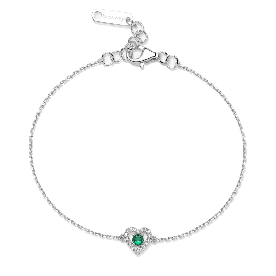 Brosway Stříbrný náramek Srdíčko se zirkony Life Green Fancy FLG126 Brosway Stříbrný náramek Srdíčko se zirkony Life Green Fancy FLG126 - Náramky Řetízkové náramky