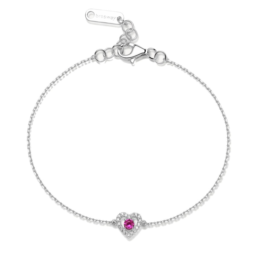 Brosway Stříbrný náramek Srdíčko se zirkony Passion Ruby Fancy FPR129 Brosway Stříbrný náramek Srdíčko se zirkony Passion Ruby Fancy FPR129 - Náramky Řetízkové náramky