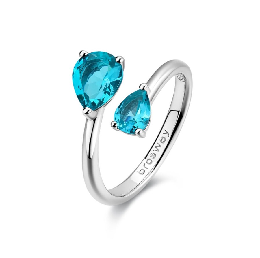 Brosway Stříbrný otevřený prsten Aqua Green Fancy FAG22 56 mm - Prsteny Otevřené prsteny