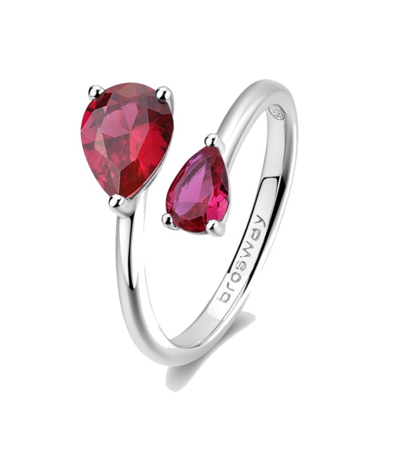 Brosway Stříbrný otevřený prsten Passion Ruby Fancy FPR115 50 mm - Prsteny Otevřené prsteny