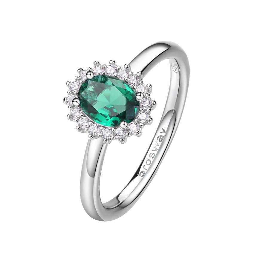 Brosway Elegantní stříbrný prsten Fancy Life Green FLG71 50 mm - Prsteny Prsteny s kamínkem