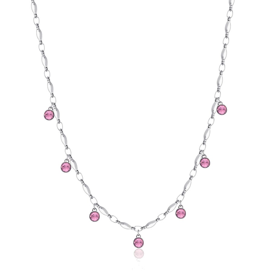 Brosway Třpytivý náhrdelník s růžovými krystaly Symphonia BYM140 - Náhrdelníky