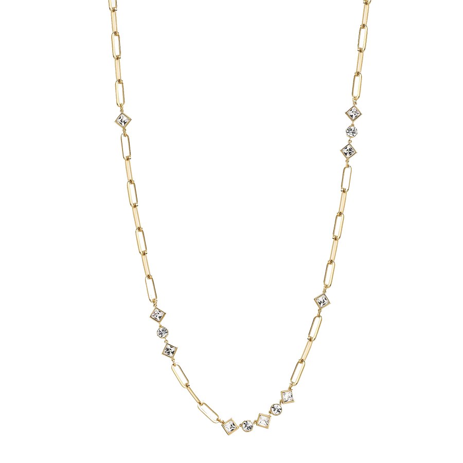 Brosway Třpytivý pozlacený náhrdelník s čirými krystaly Emphasis BEH04 - Náhrdelníky