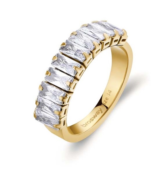 Brosway Třpytivý pozlacený prsten se zirkony Desideri BEIA002 56 mm - Prsteny Prsteny s kamínkem