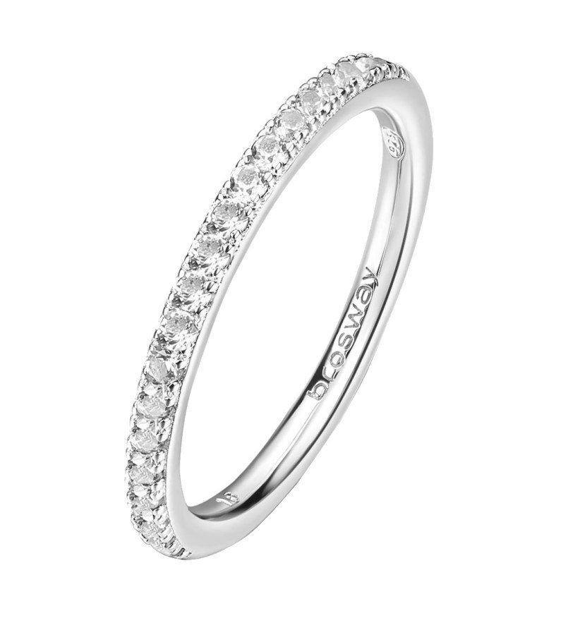 Brosway Třpytivý stříbrný prsten Fancy Infinite White FIW74 50 mm - Prsteny Prsteny s kamínkem
