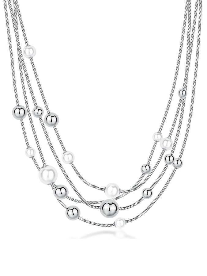 Brosway Vícevrstvý ocelový náhrdelník s&nbsp;perličkami Perfect BPC50 - Náhrdelníky Perlové náhrdelníky