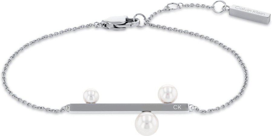 Calvin Klein Elegantní ocelový náramek s perlami Minimal Pearl 35000177 - Náramky Řetízkové náramky