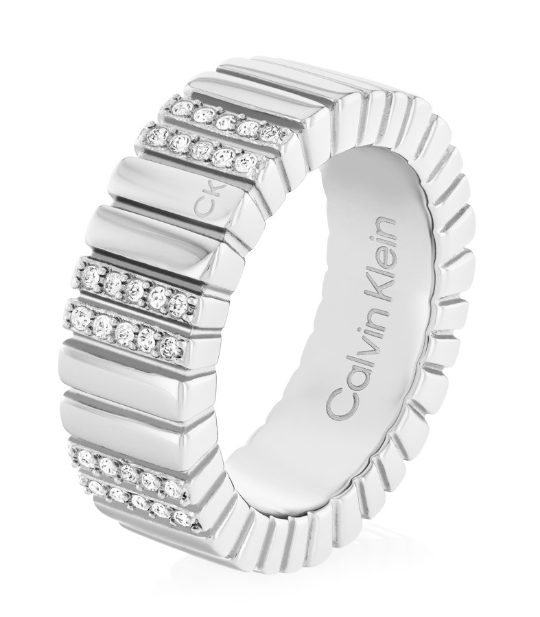 Calvin Klein Módní ocelový prsten s krystaly Minimalistic Metal 35000440 54 mm - Prsteny Prsteny s kamínkem