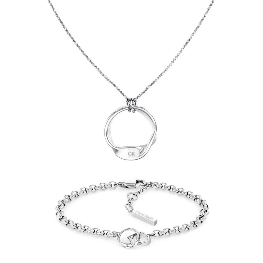 Calvin Klein Set dámských šperků z&nbsp;oceli Ethereal Metals 35700013 (náhrdelník, náramek) - Náramky Řetízkové náramky