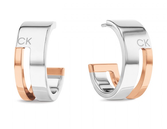 Calvin Klein Nadčasové kruhové bicolor náušnice Geometric Essentials 35000678 - Náušnice Kruhy