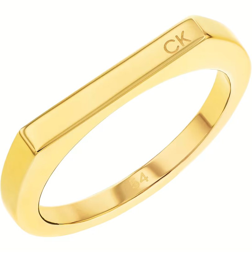 Calvin Klein Nadčasový pozlacený prsten Faceted 35000188 52 mm - Prsteny Prsteny bez kamínku