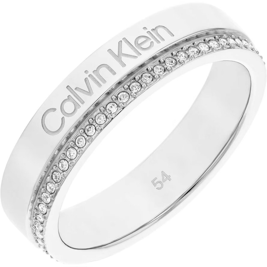 Calvin Klein Ocelový prsten s krystaly Minimal Linear 35000200 56 mm - Prsteny Prsteny s kamínkem