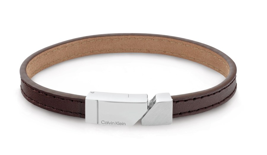 Calvin Klein Pánský náramek z hnědé kůže Electric 35100003 - Náramky Kožené náramky