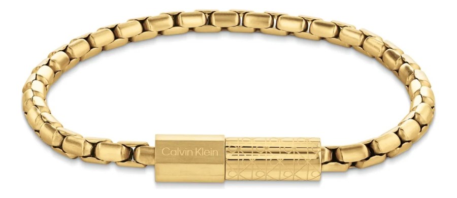 Calvin Klein Pánský náramek z&nbsp;pozlacené oceli Contoured Barrel 35100095 - Náramky Řetízkové náramky