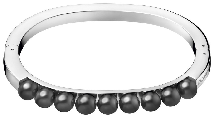 Calvin Klein Pevný ocelový náramek s černými perličkami Circling KJAKMD04010 5,4 x 4,3 cm - XS - Náramky Pevné náramky