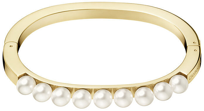 Calvin Klein Pevný pozlacený náramek s perličkami Circling KJAKJD14010 5,4 x 4,3 cm - XS - Náramky Pevné náramky