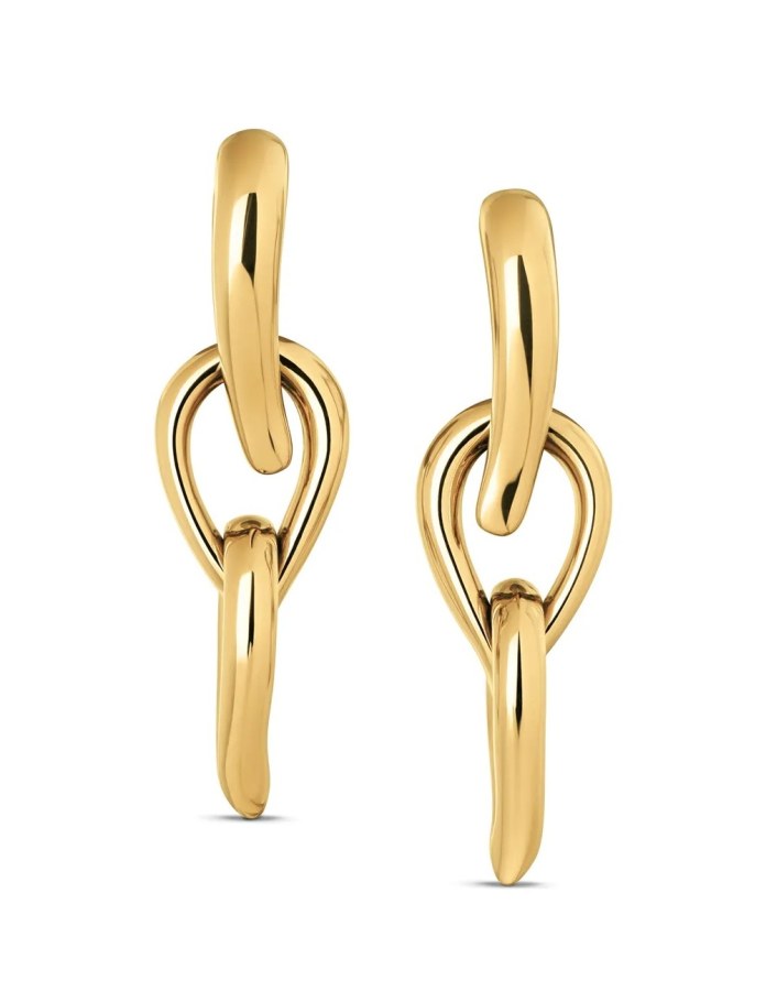 Calvin Klein Pozlacené ocelové náušnice 2v1 Sculptured Drops 35000917