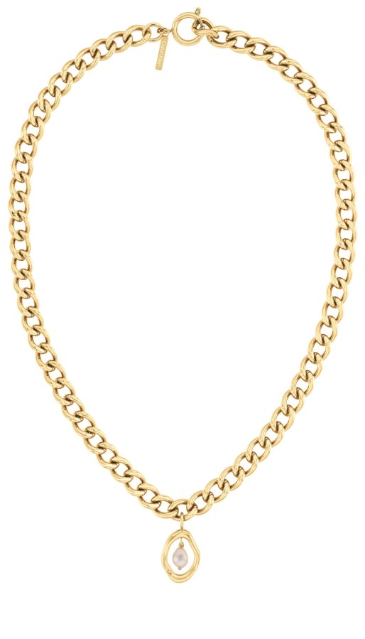 Calvin Klein Slušivý pozlacený náhrdelník Edgy Pearls 35000560