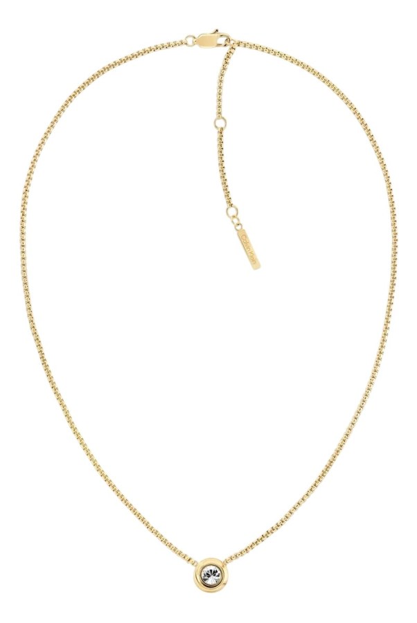 Calvin Klein Slušivý pozlacený náhrdelník Twiste Bezel Solitaire 35000770 - Náhrdelníky Náhrdelníky s kameny
