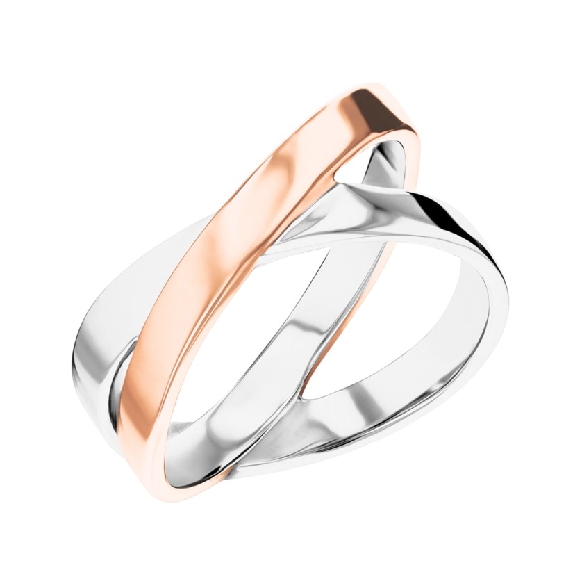 Calvin Klein Stylový bicolor prsten z&nbsp;oceli Elliptical 35000854 58 mm - Prsteny Prsteny bez kamínku