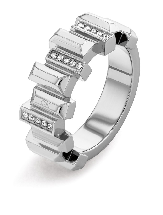 Calvin Klein Stylový ocelový prsten s krystaly Luster 35000322 54 mm - Prsteny Prsteny s kamínkem