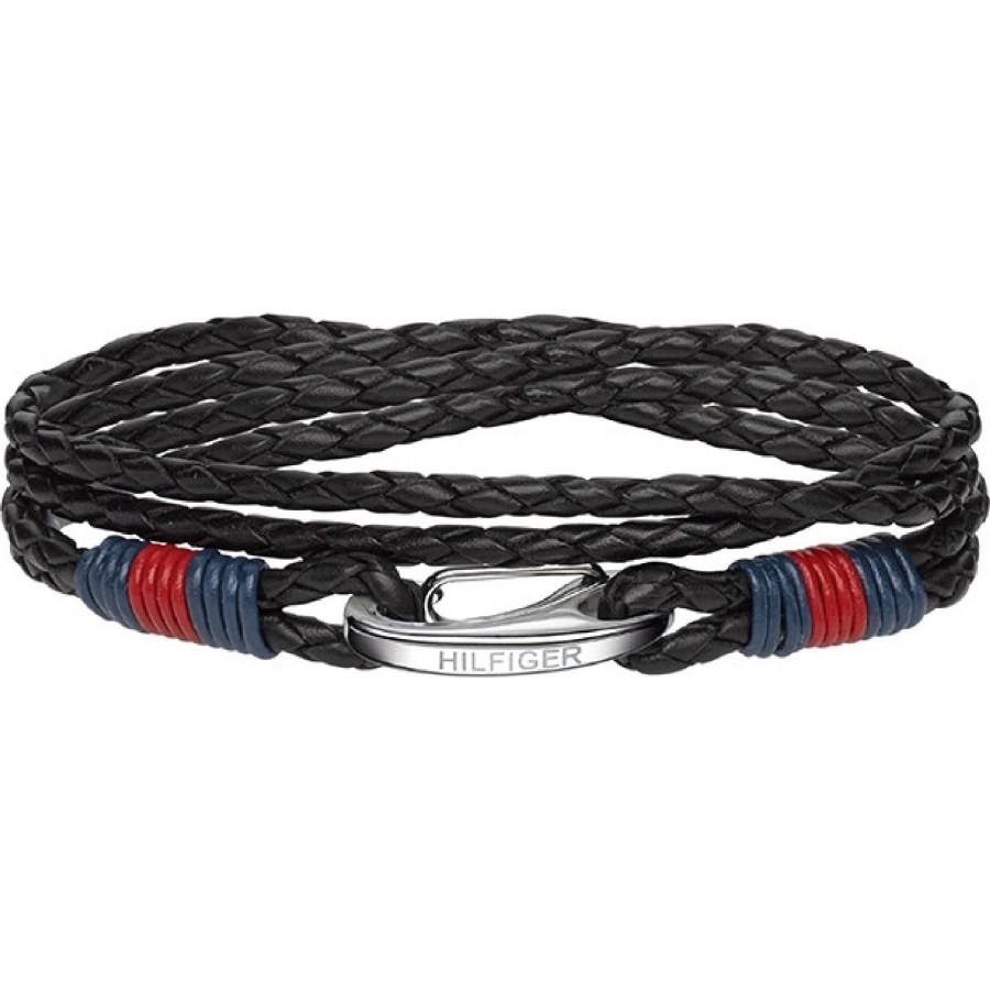 Tommy Hilfiger Černý kožený náramek TH2700534 - Náramky Kožené náramky