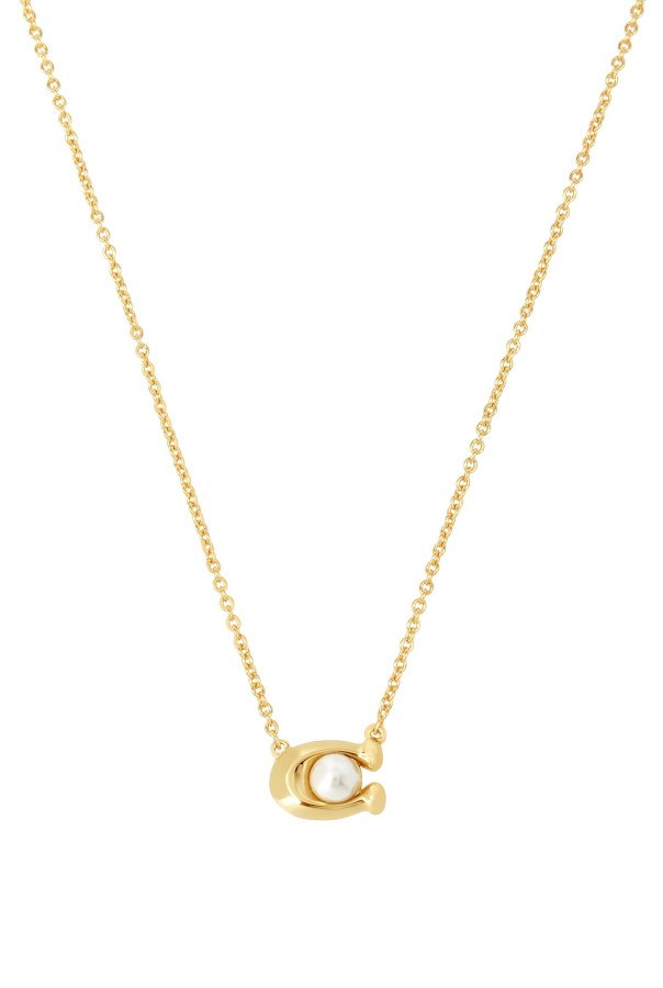 Coach Pozlacený náhrdelník s&nbsp;umělou perlou 37341916GLD100 - Náhrdelníky