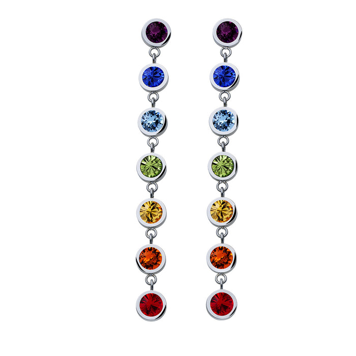 CRYSTalp Dlouhé náušnice s barevnými krystaly Balance Post Chakra 42162.MUL.E - Náušnice Dlouhé náušnice