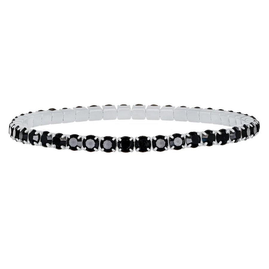 CRYSTalp Elastický tenisový náramek s černými krystaly Aura 22270.JET.E