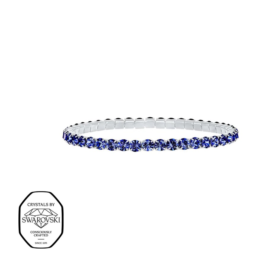 CRYSTalp Elastický tenisový náramek s&nbsp;modrými Swarovski krystaly Aura 22270.SAP.E - Náramky