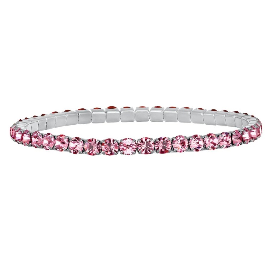 CRYSTalp Elastický tenisový náramek s růžovými krystaly Aura 22270.LRO.E CRYSTalp Elastický tenisový náramek s růžovými krystaly Aura 22270.LRO.E - Náramky