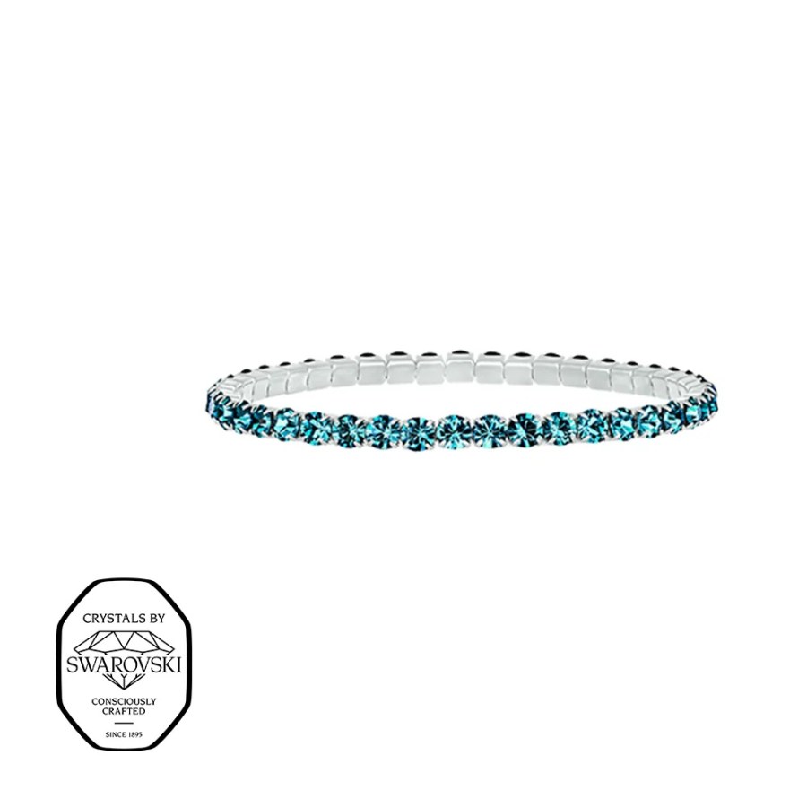 CRYSTalp Elastický tenisový náramek s tyrkysovými Swarovski krystaly Aura 22270.LTU.E