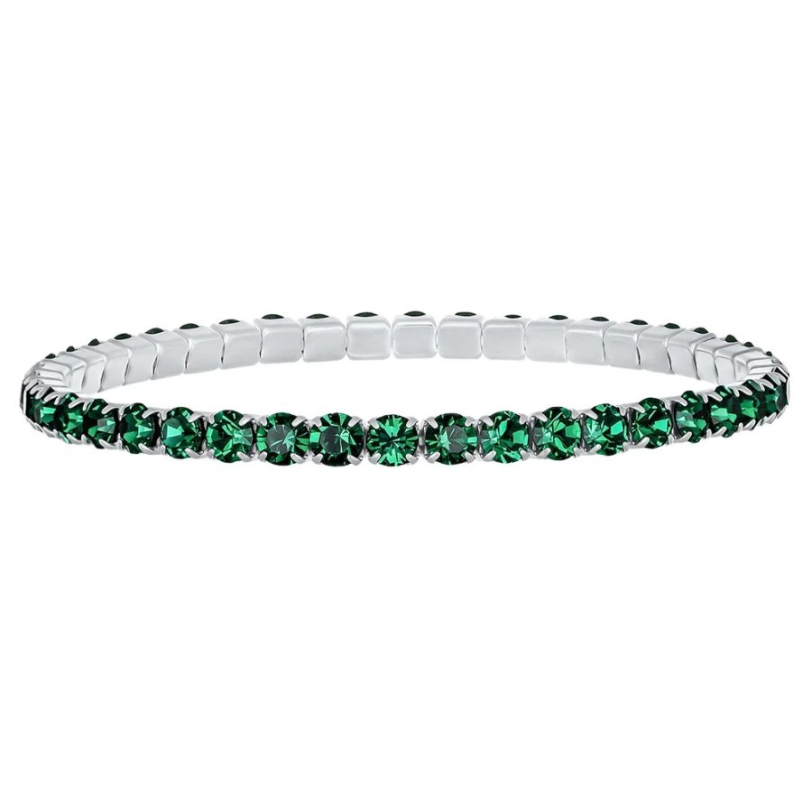 CRYSTalp Elastický tenisový náramek se zelenými krystaly Aura 22270.EME.E