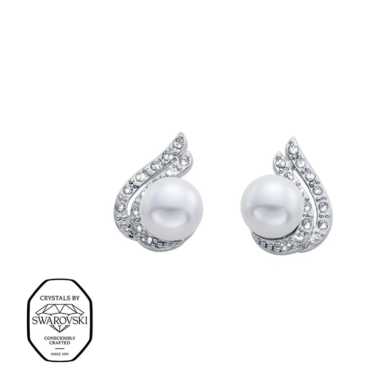 CRYSTalp Elegantní perlové náušnice se Swarovski krystaly 42104.R