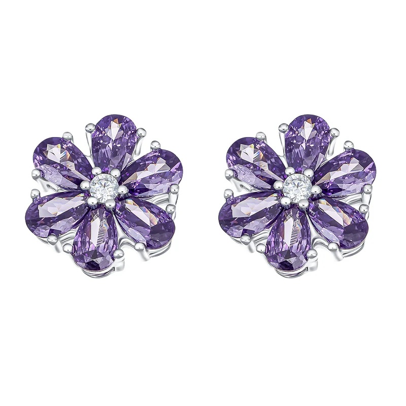 CRYSTalp Kytičkové náušnice s fialovými krystaly Flower Kiss 42288.VIO.R CRYSTalp Kytičkové náušnice s fialovými krystaly Flower Kiss 42288.VIO.R - Náušnice Pecky