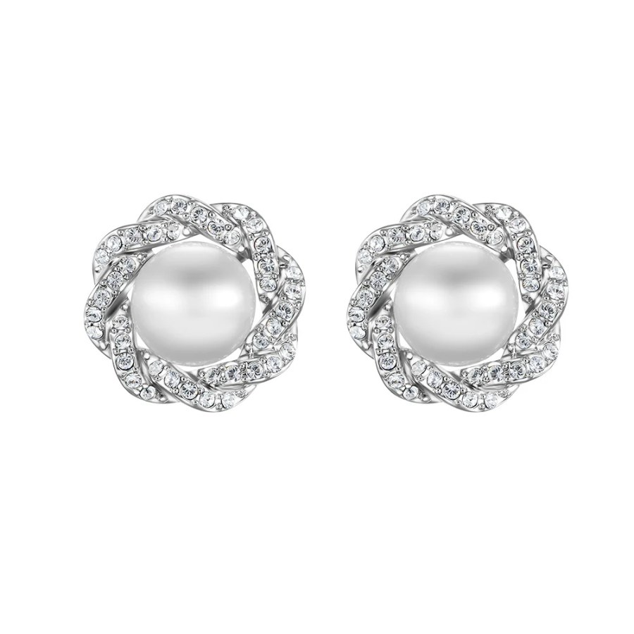 CRYSTalp Luxusní náušnice s krystaly a perlou Rich pearl 42310.R CRYSTalp Luxusní náušnice s krystaly a perlou Rich pearl 42310.R - Náušnice Pecky