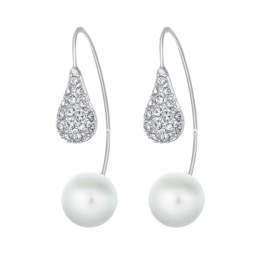 CRYSTalp Moderní náušnice s krystaly Swarovski a perlou LuxePearl 42369.R CRYSTalp Moderní náušnice s krystaly Swarovski a perlou LuxePearl 42369.R - Náušnice Visací náušnice