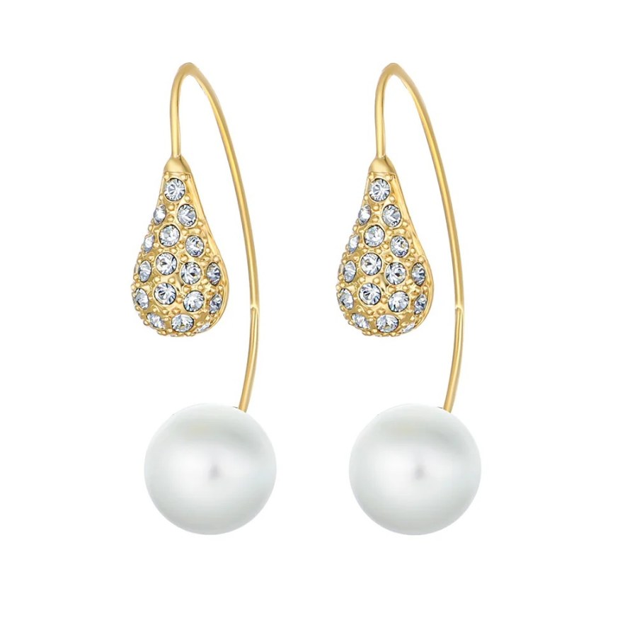 CRYSTalp Moderní náušnice s krystaly Swarovski a perlou LuxePearl 42369.G - Náušnice Visací náušnice