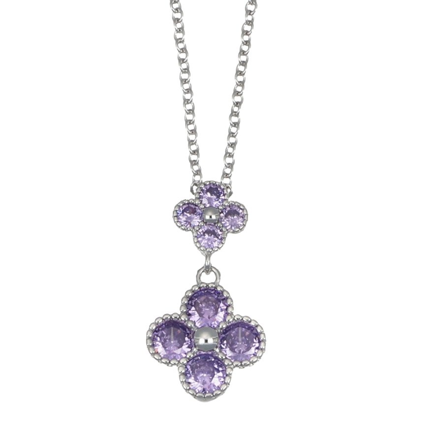 CRYSTalp Něžný náhrdelník s fialovými kytičkami 32289.VIO.R - Náhrdelníky