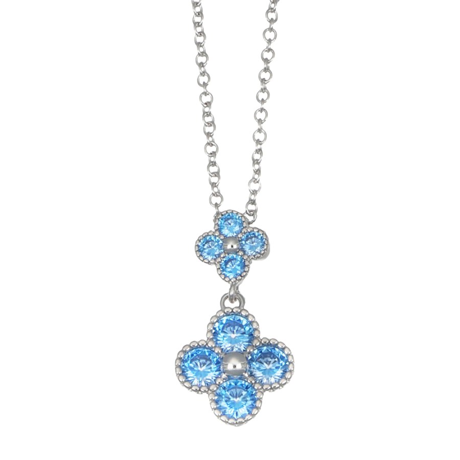 CRYSTalp Něžný náhrdelník s modrými kytičkami 32289.AQU.R - Náhrdelníky