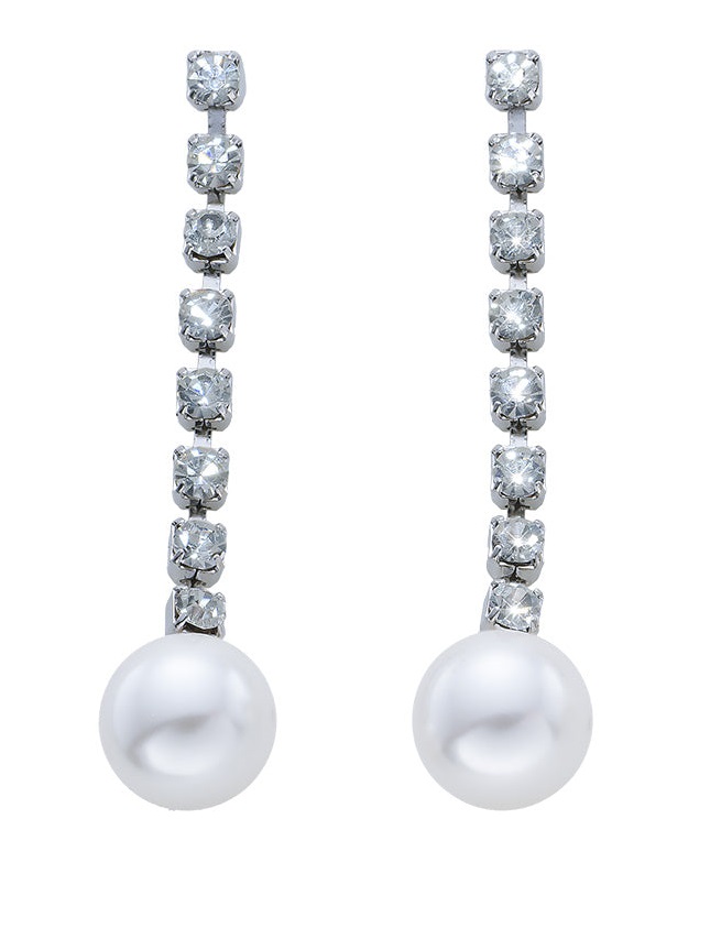 CRYSTalp Elegantní náušnice s krystaly a perlou 42112.R - Náušnice Visací náušnice