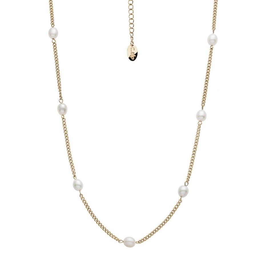 CRYSTalp Půvabný pozlacený náhrdelník s perlami Tide Pearl 12243.EG - Náhrdelníky