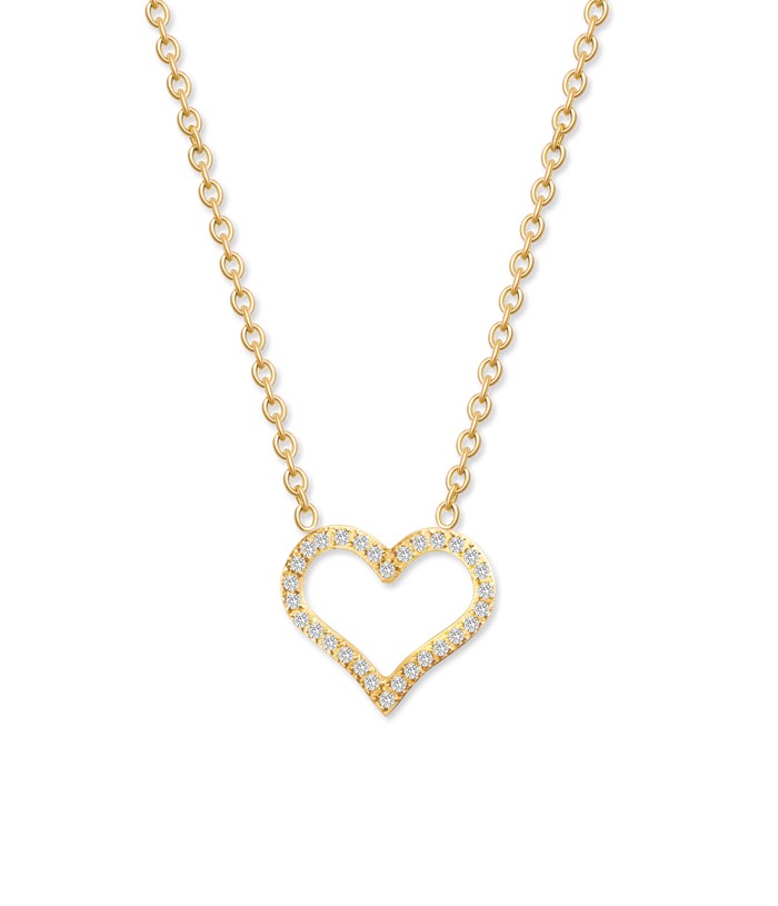 CRYSTalp Romantický pozlacený náhrdelník s krystaly Sparkling Heart 30449.EG - Náhrdelníky