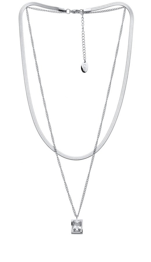 CRYSTalp Stylový dvojitý náhrdelník s krystalem Royal 32139.WHI.E - Náhrdelníky