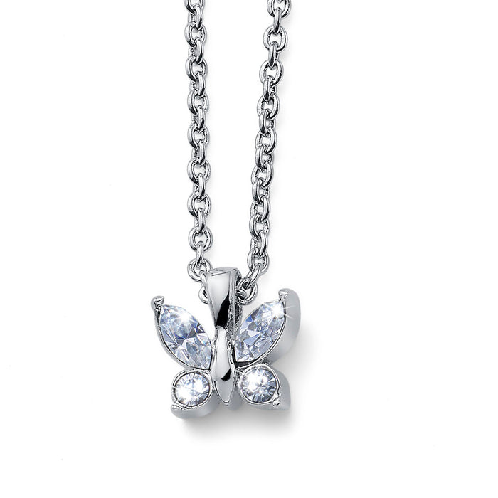CRYSTalp Třpytivý náhrdelník s krystaly Motýl 30519.R - Náhrdelníky