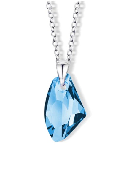 CRYSTalp Třpytivý stříbrný náhrdelník s modrým křišťálem Hanna 30035.AQU.S - Náhrdelníky