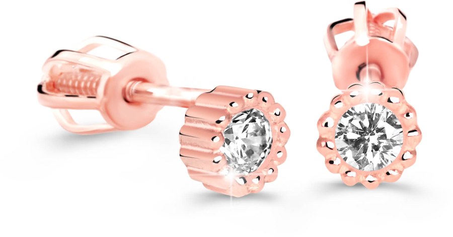Cutie Diamonds Minimalistické náušnice pecky z růžového zlata s brilianty DZ60236-30-00-X-4 - Náušnice Pecky