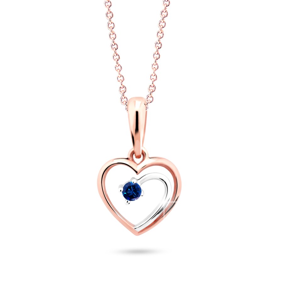 Cutie Diamonds Něžný bicolor přívěsek z&nbsp;růžového zlata se safírem DZ6300-1602-40-SF-X-R4 - Přívěsky Přívěsky na řetízky