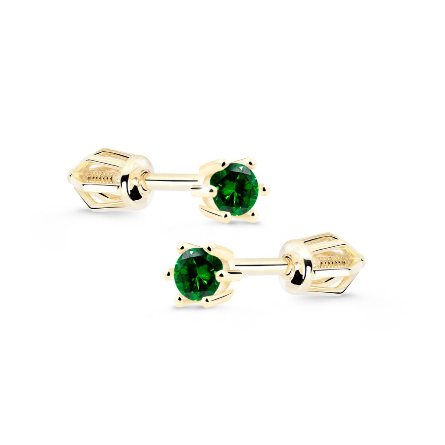 Cutie Diamonds Slušivé náušnice ze žlutého zlata se smaragdy DZ8012-30-SM-X-1 - Náušnice Pecky