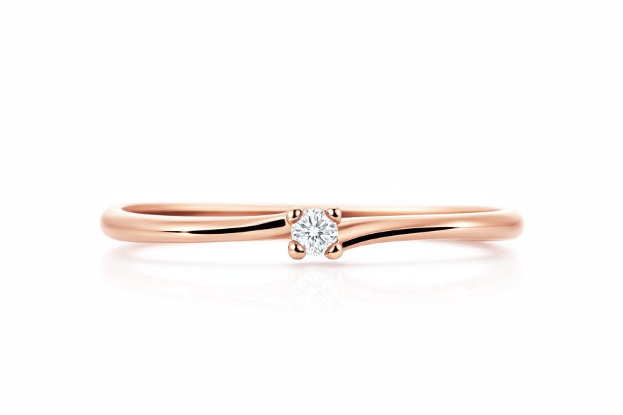 Cutie Diamonds Třpytivý prsten z&nbsp;růžového zlata s&nbsp;briliantem DZ6733-2948-00-X-4 49 mm - Prsteny Prsteny s&nbsp;kamínkem